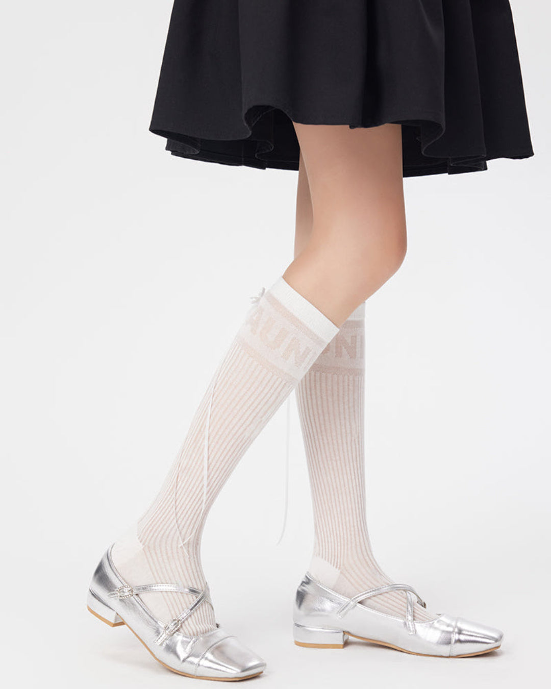 Women's Thin Breathable Cotton Solid Bow Sweet Knee High Socks