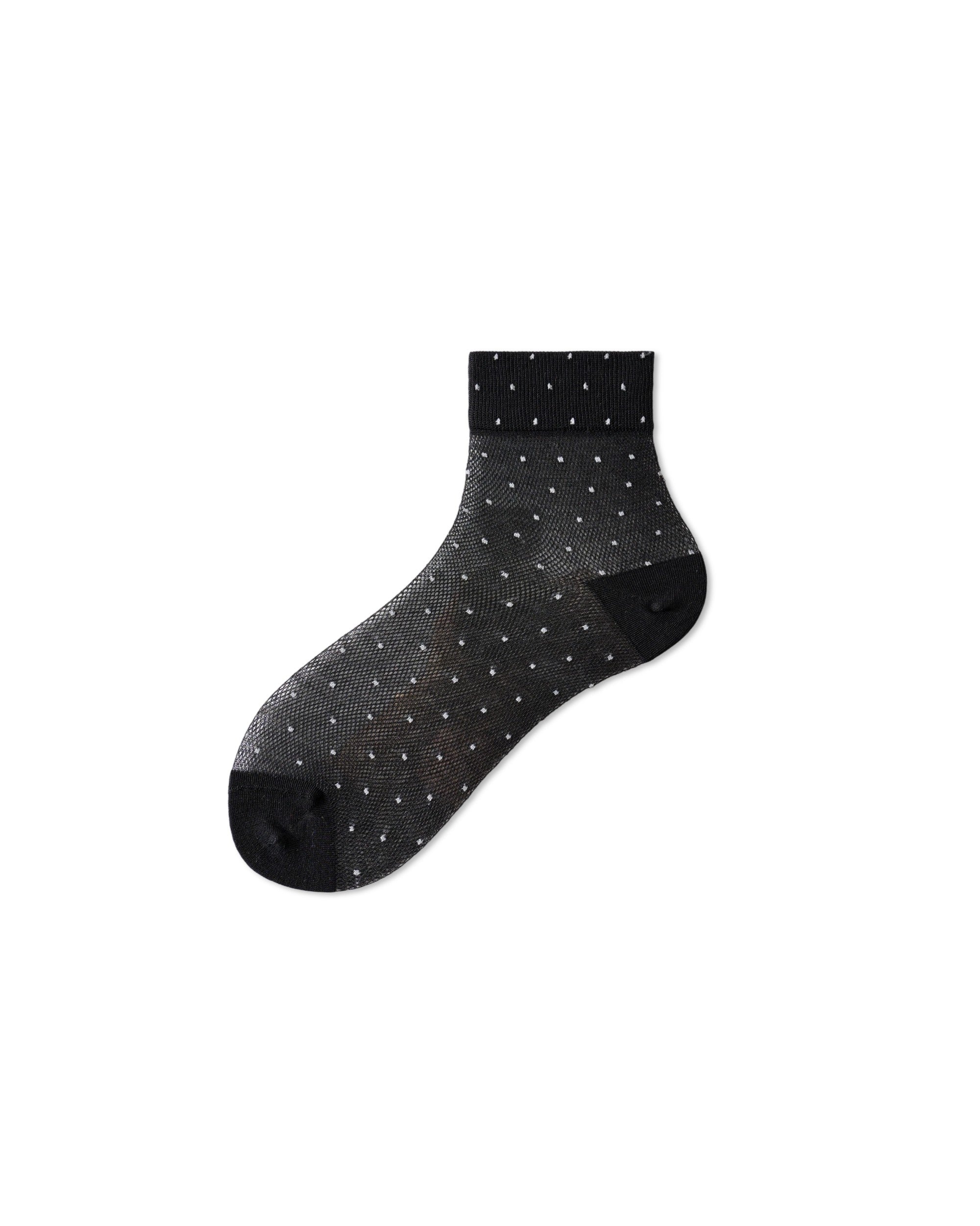 Womens Ankle Socks Lyocell Mulberry Silk Polka Dot Sheer Breathable