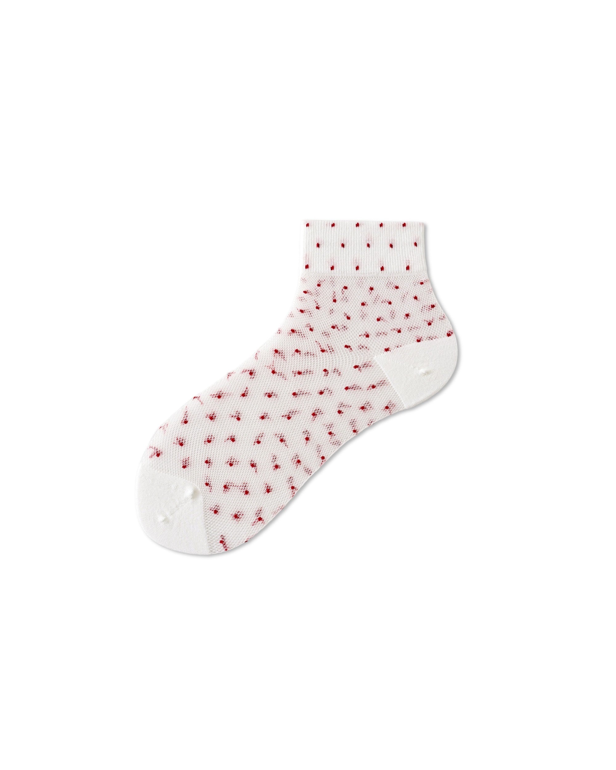 Womens Ankle Socks Lyocell Mulberry Silk Polka Dot Sheer Breathable