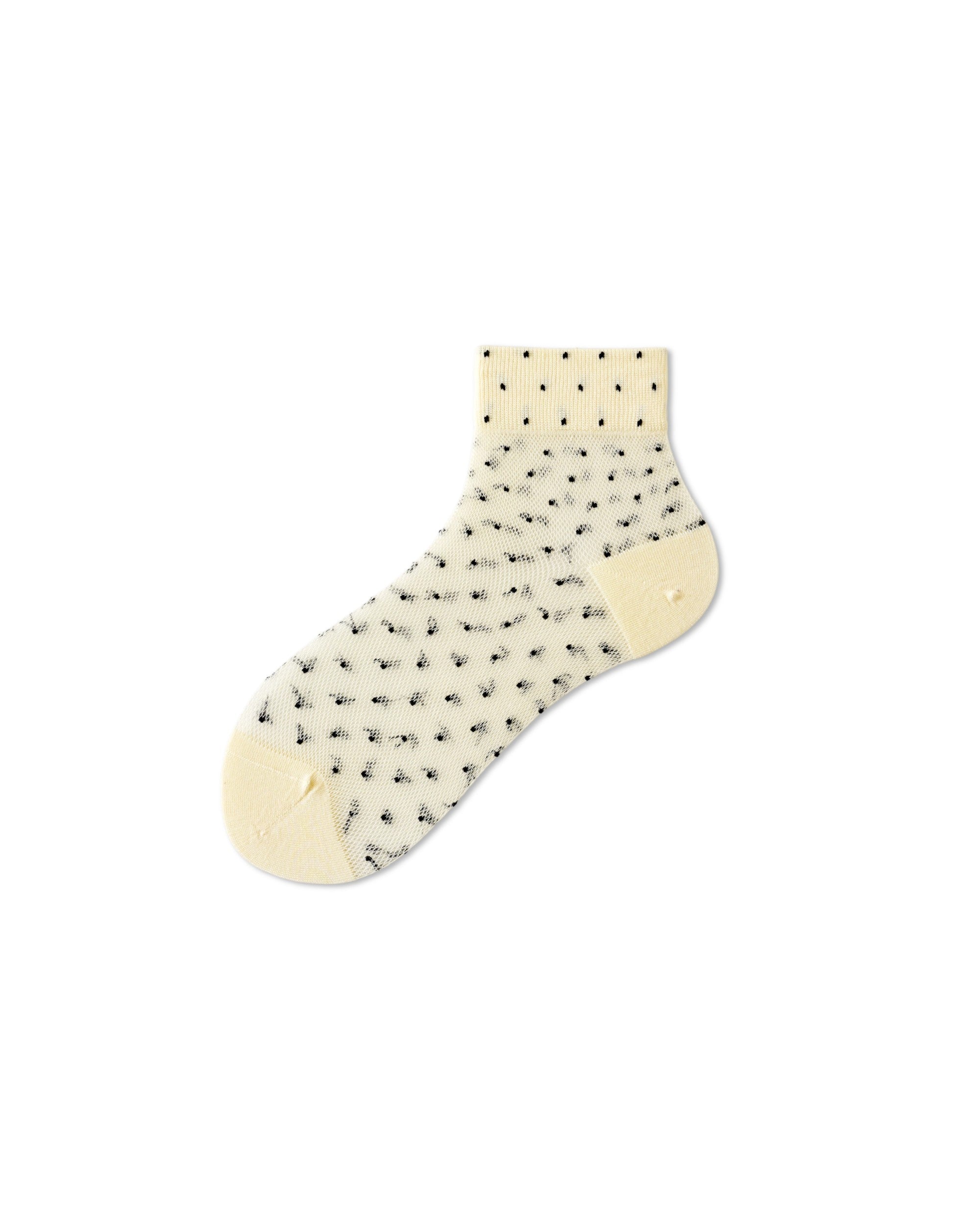 Womens Ankle Socks Lyocell Mulberry Silk Polka Dot Sheer Breathable