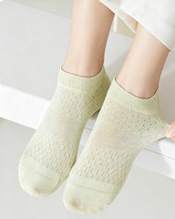 Womens Ankle Socks Reinforced Heel Half Mesh Breathable Combed Cotton