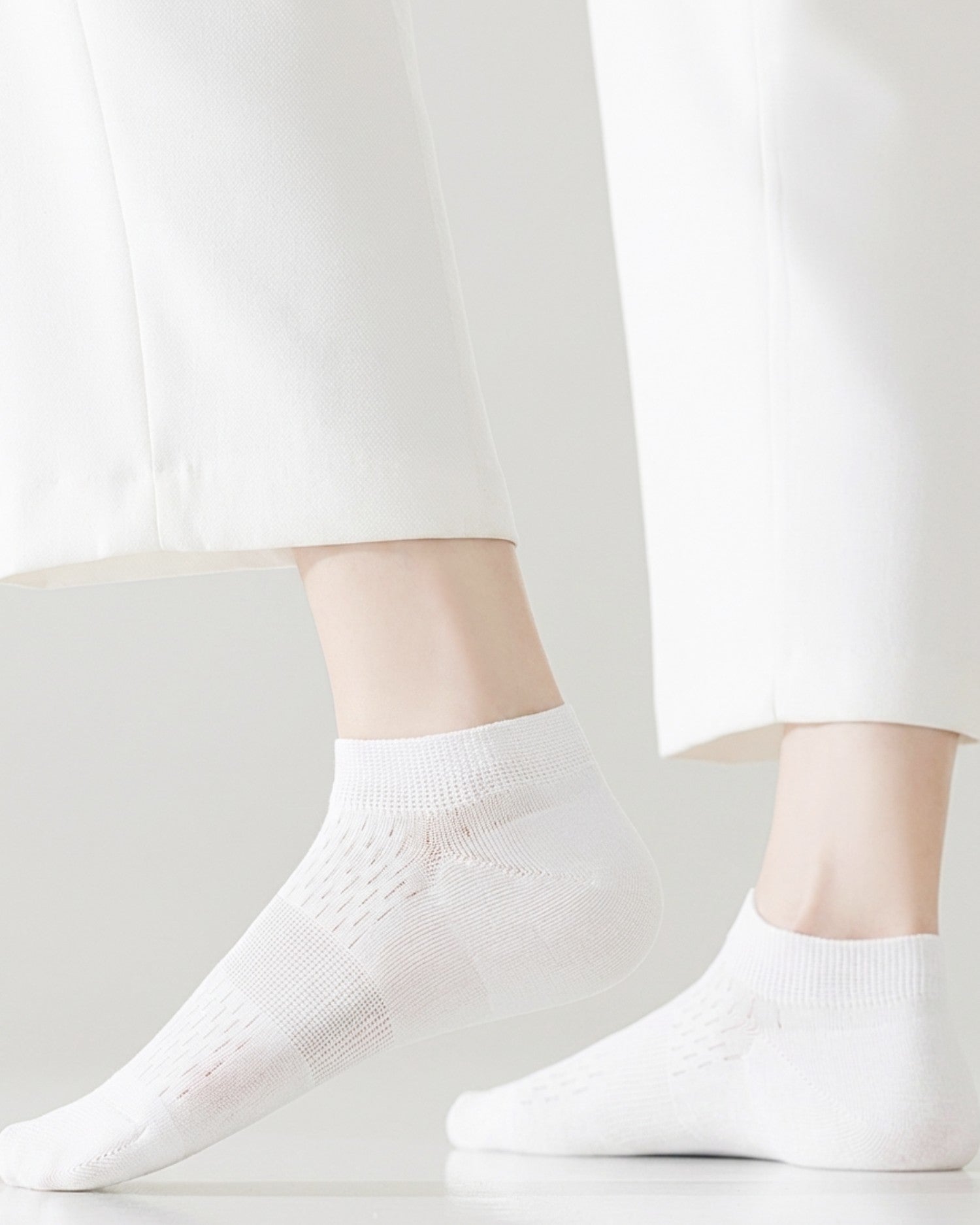 Womens Ankle Socks Reinforced Heel Half Mesh Breathable Combed Cotton