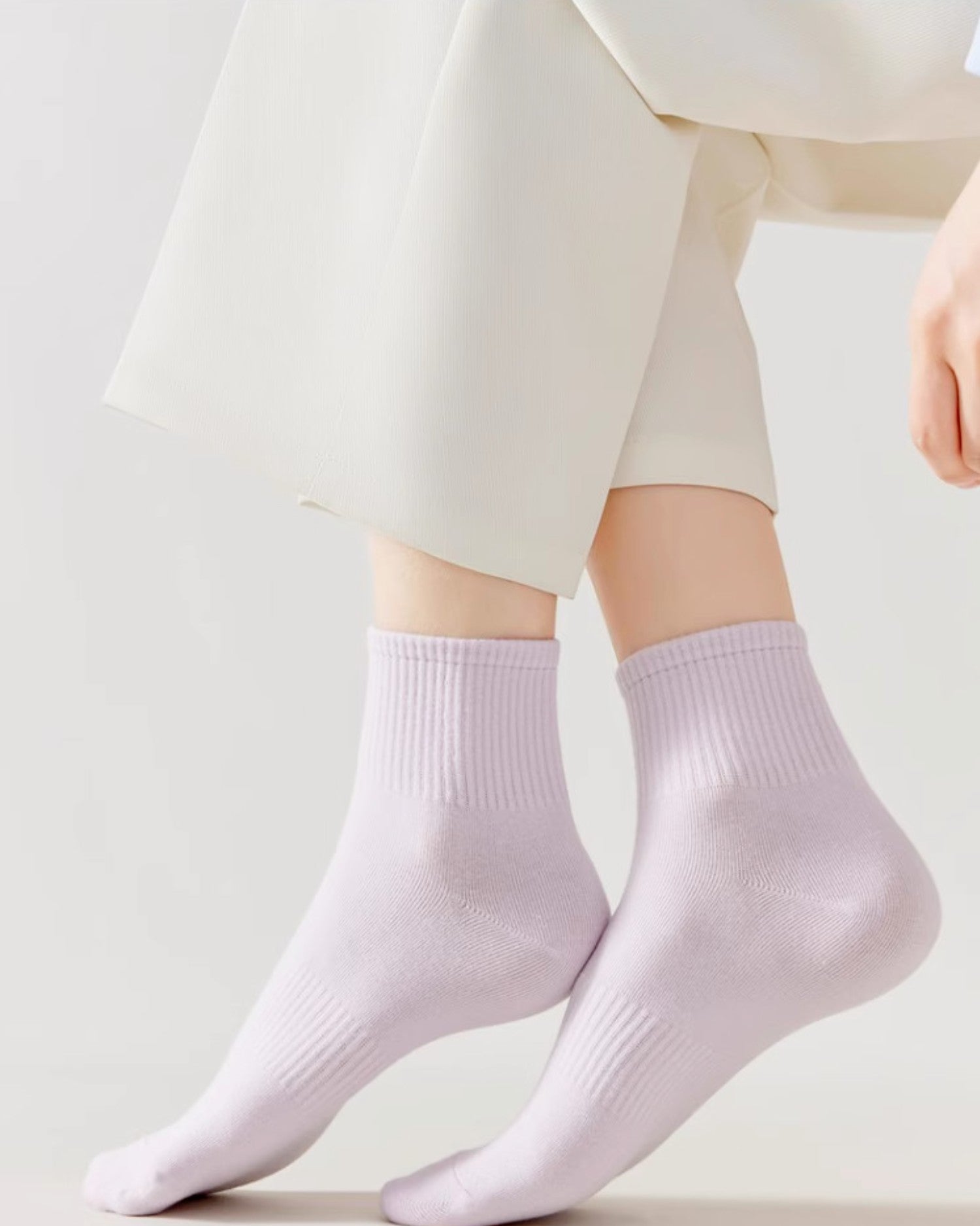 Womens Ankle Socks Solid Color Basic Everyday Combed Cotton