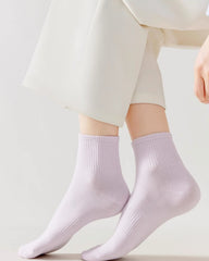Womens Ankle Socks Solid Color Basic Everyday Combed Cotton