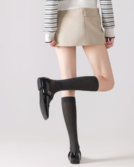 Womens Calf Socks Bamboo Fiber Seamless Breathable Versatile Black White Gray