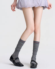 Womens Calf Socks Cotton Mesh Ribbed Slouchy Breathable Black White Gray