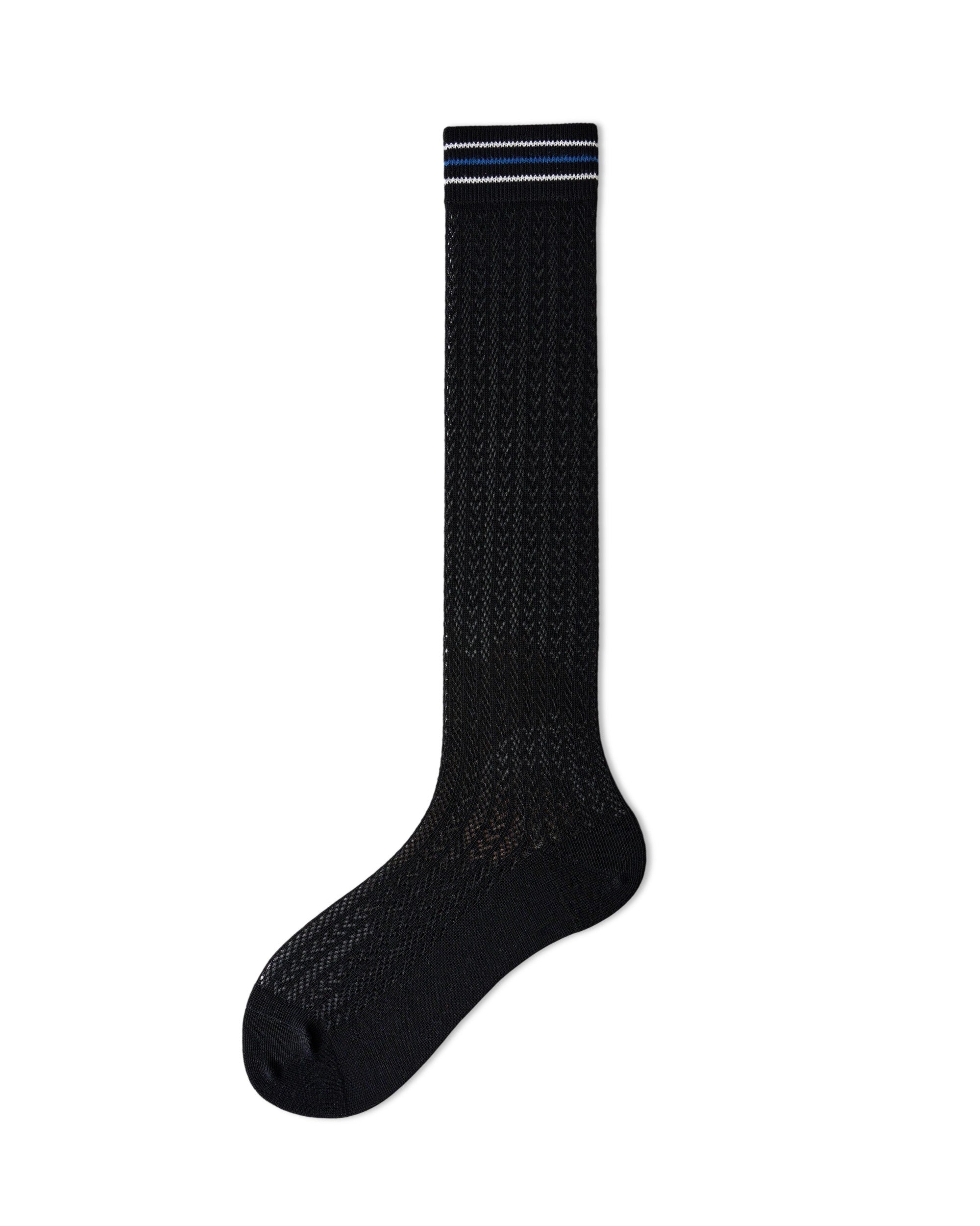 Womens Calf Socks Cotton Mesh Ribbed Slouchy Breathable Black White Gray