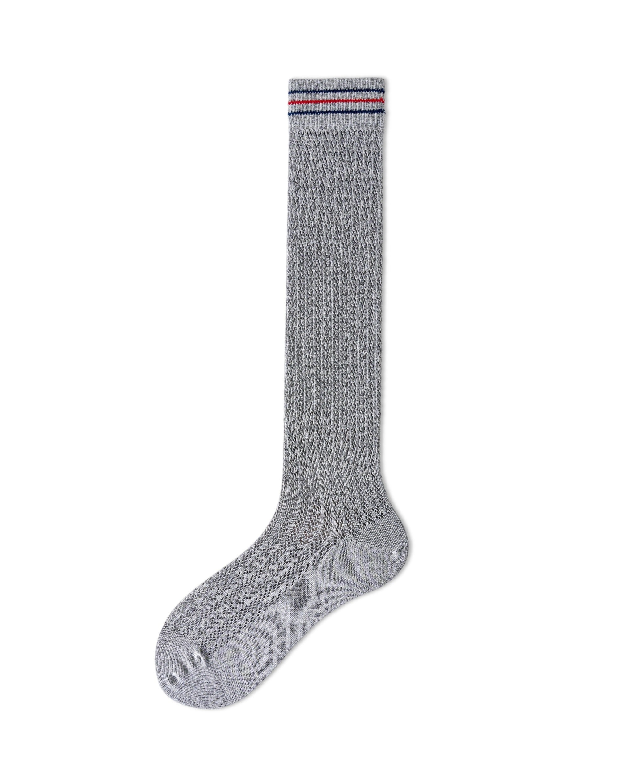 Womens Calf Socks Cotton Mesh Ribbed Slouchy Breathable Black White Gray