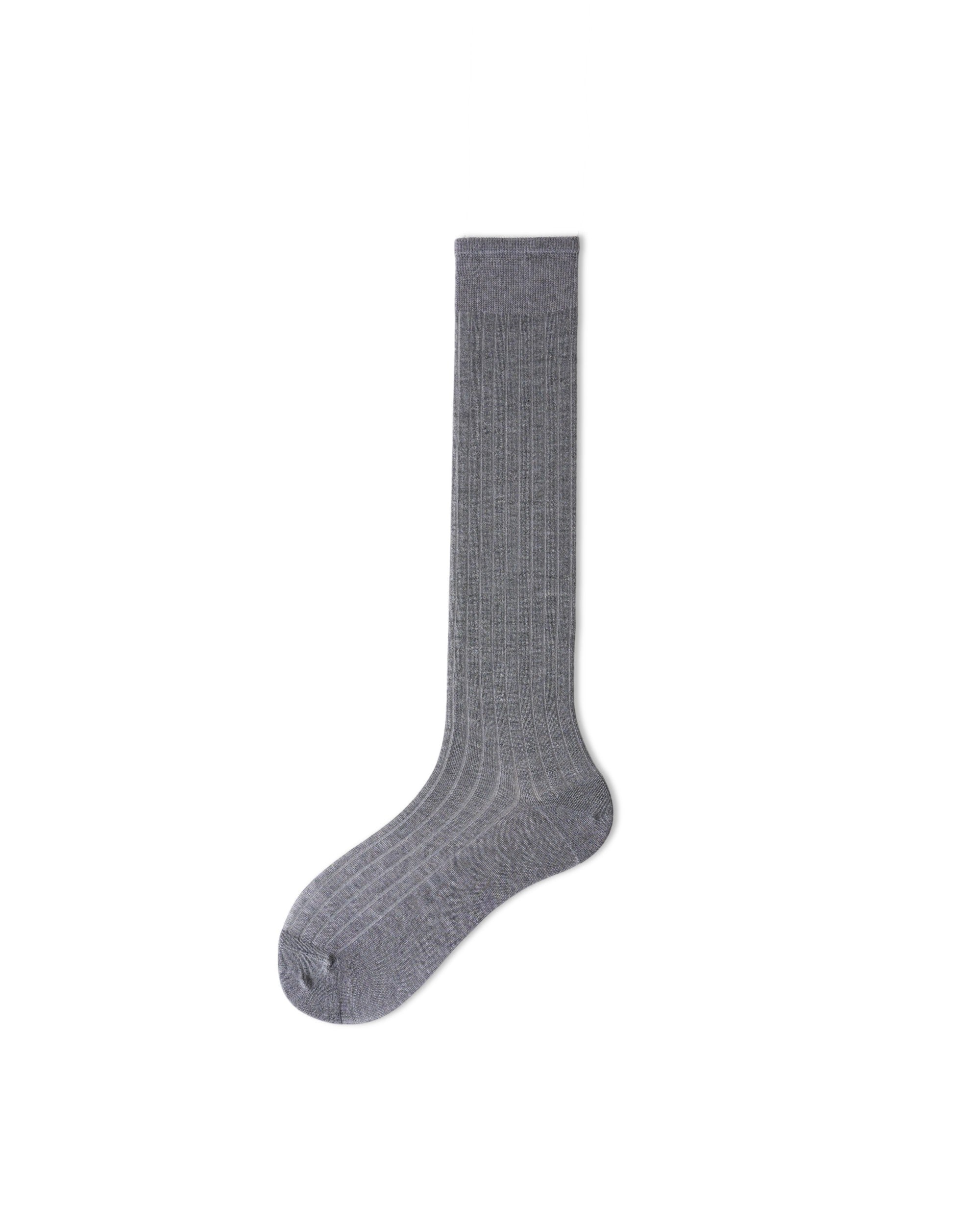 Womens Knee High Socks Lyocell Mulberry Silk Ribbed Stripe Sheer Breathable