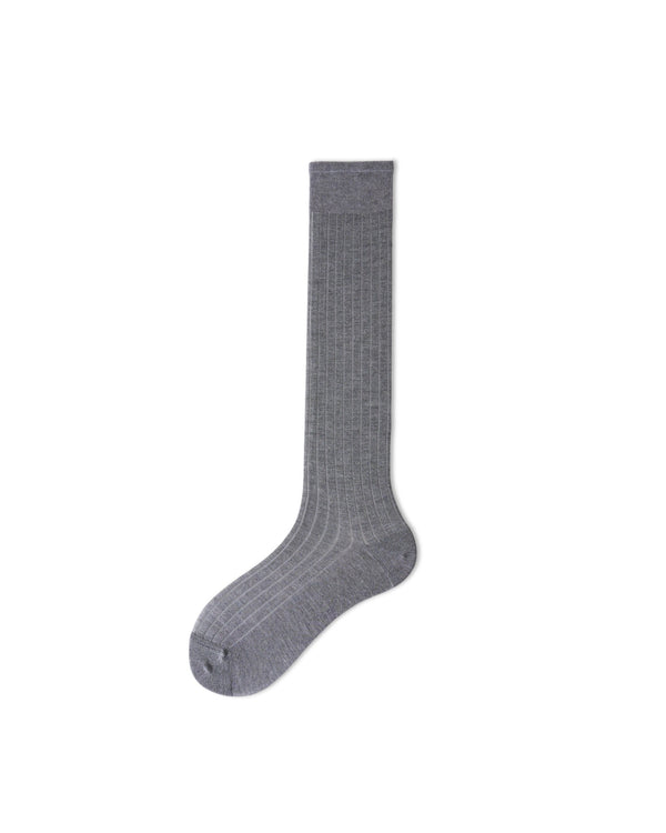 Womens Knee High Socks Lyocell Mulberry Silk Ribbed Stripe Sheer Breathable