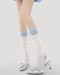 Womens Calf Socks Solid Color Basic Ribbed Everyday Combed Cotton