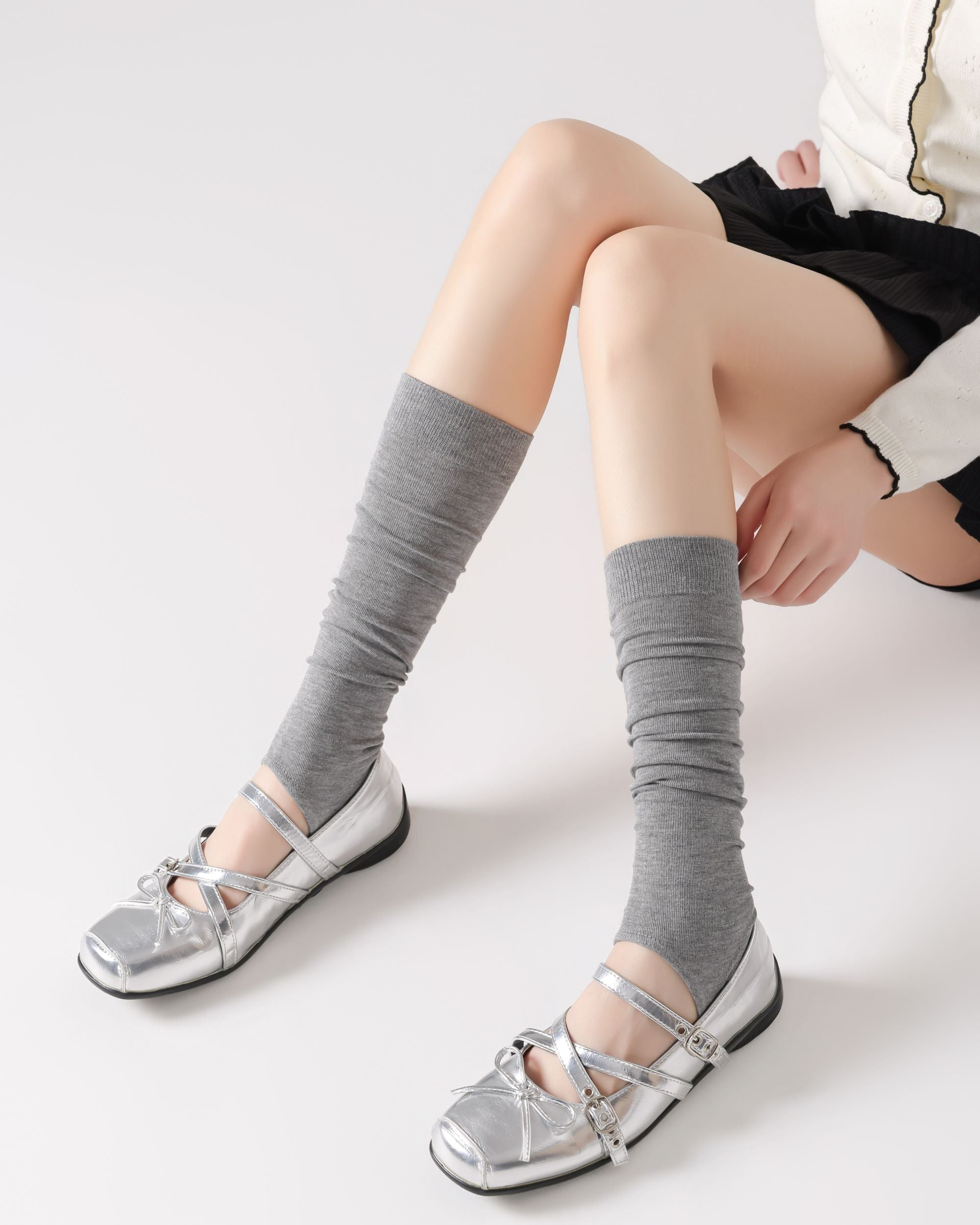 Womens Calf Socks Stirrup Open Toe Heel Bamboo Fiber Breathable