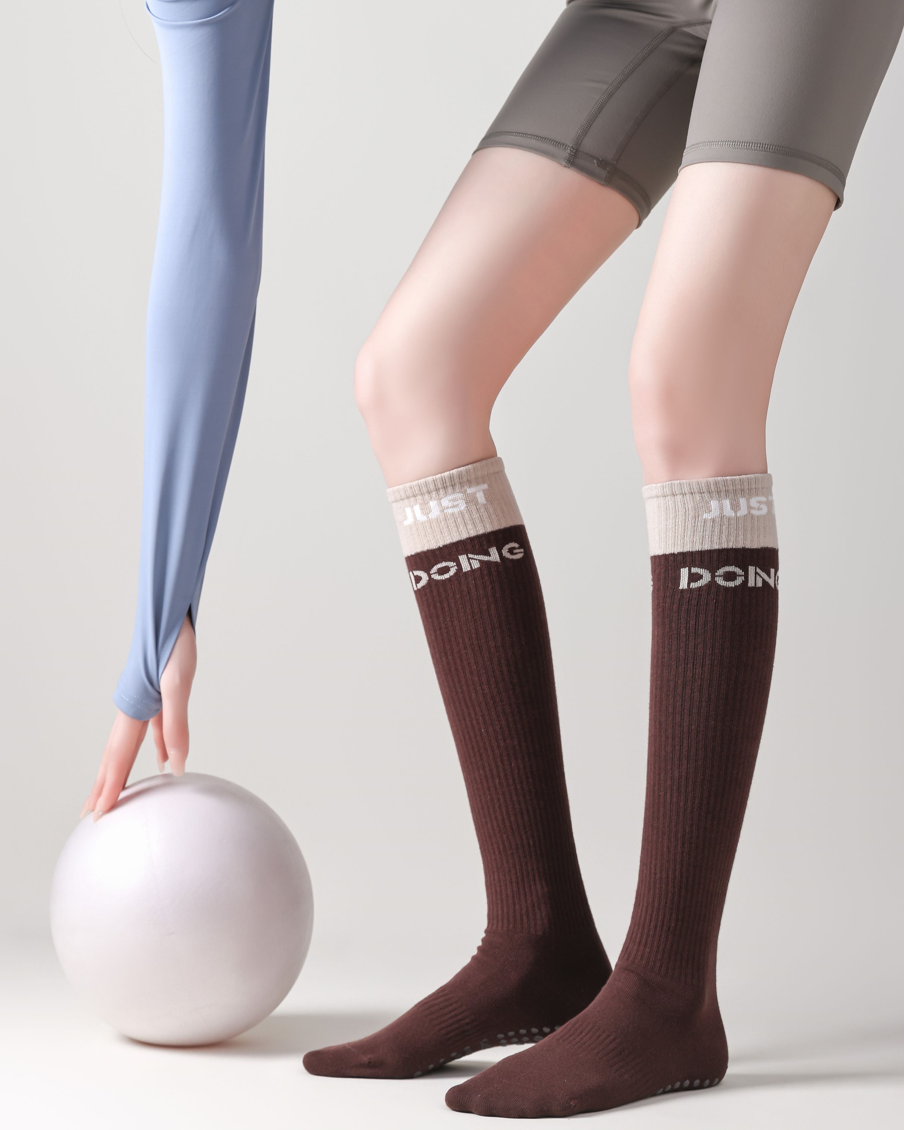 Womens Compression Knee High Yoga Socks Combed Cotton Non Slip