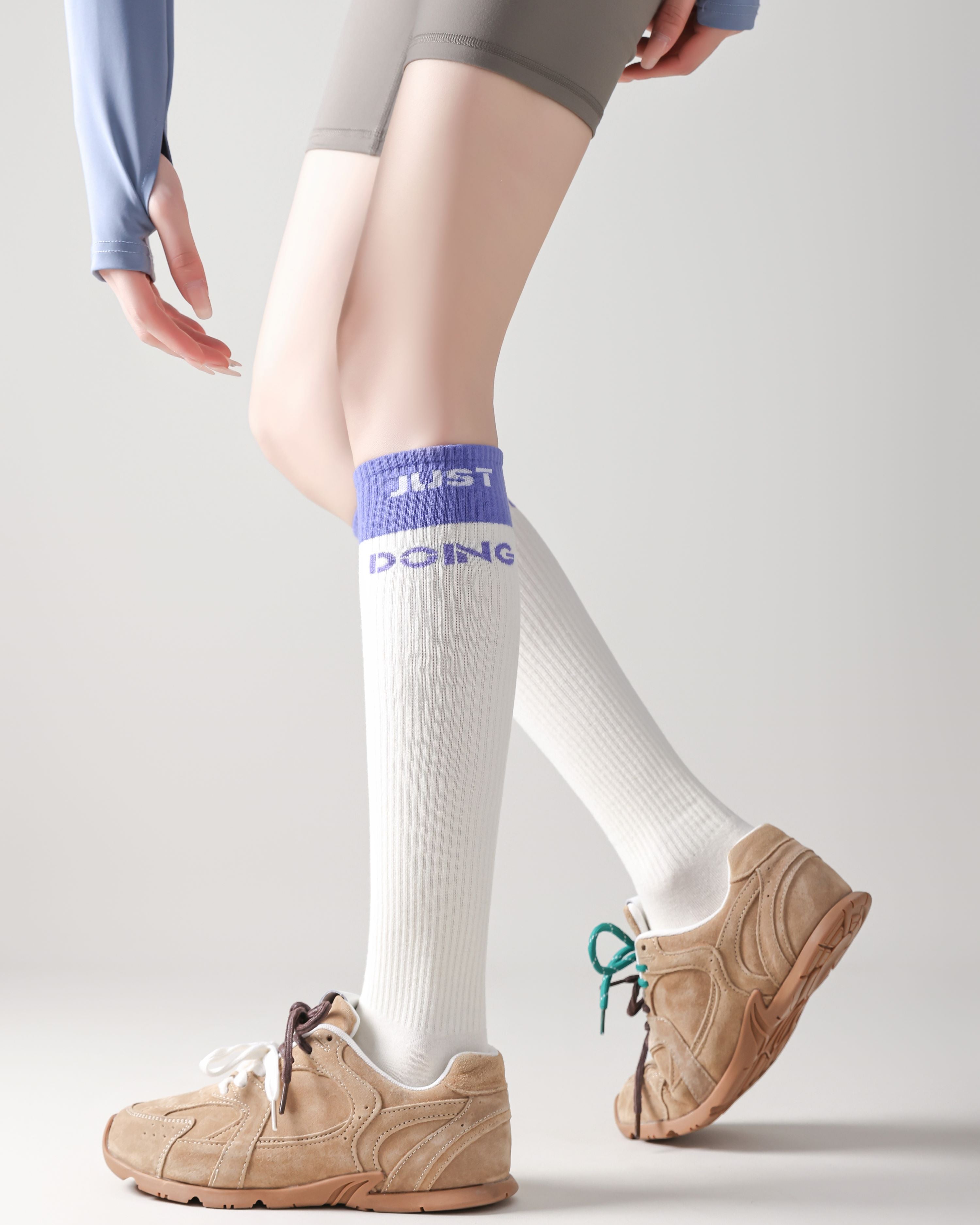 Womens Compression Knee High Yoga Socks Combed Cotton Non Slip