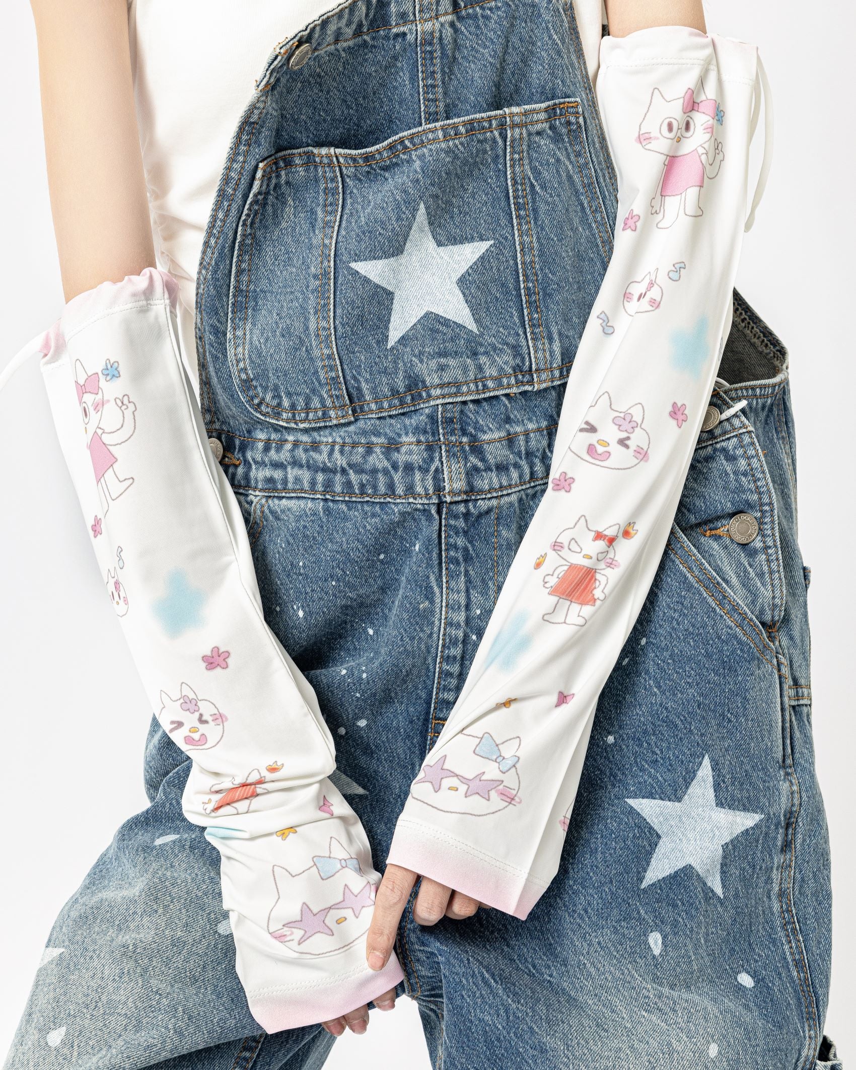 Womens Cooling Arm Sleeves Cute Cat Expression Print Cooling Sun Protection Breathable