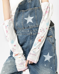 Womens Cooling Arm Sleeves Cute Cat Expression Print Cooling Sun Protection Breathable