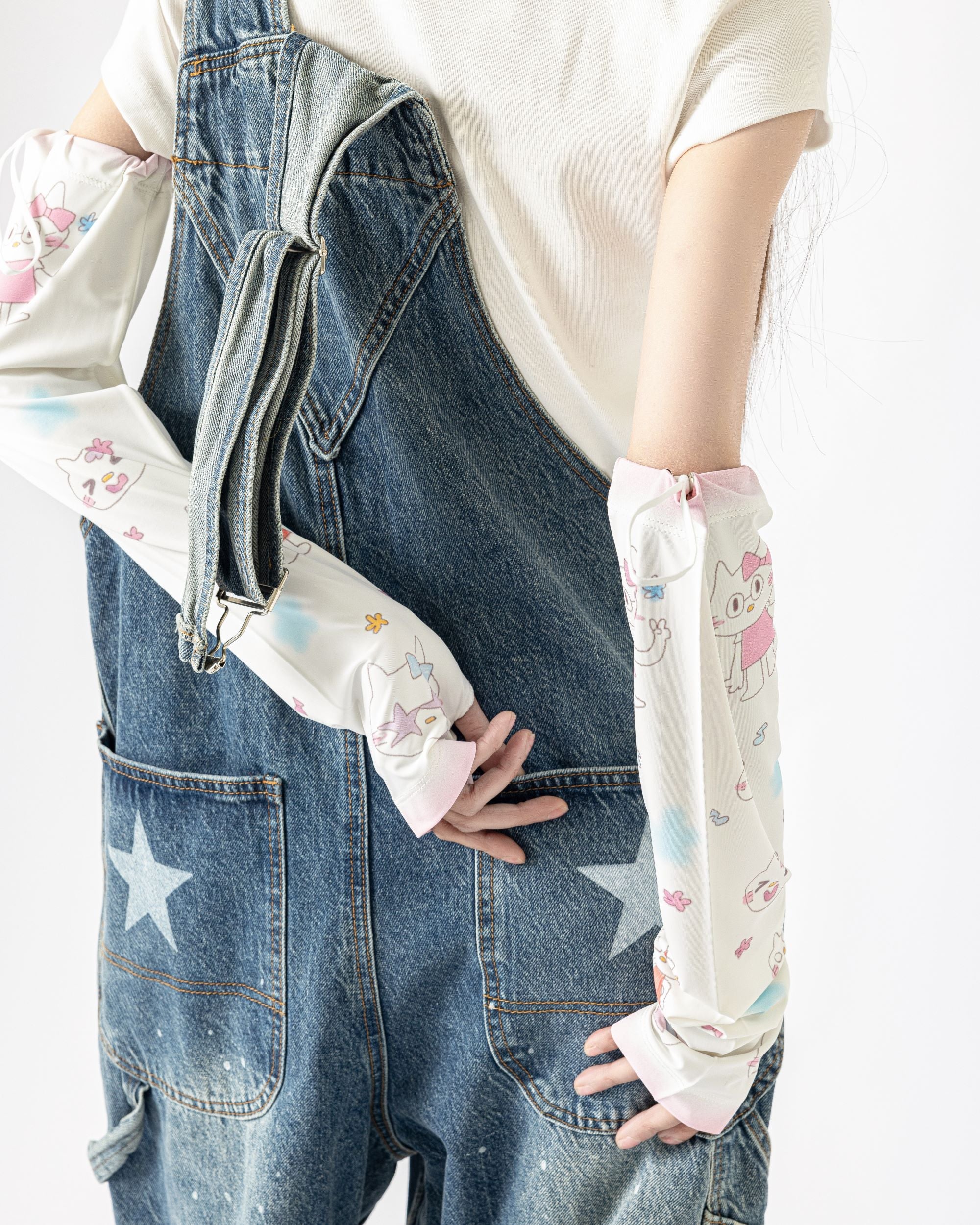 Womens Cooling Arm Sleeves Cute Cat Expression Print Cooling Sun Protection Breathable