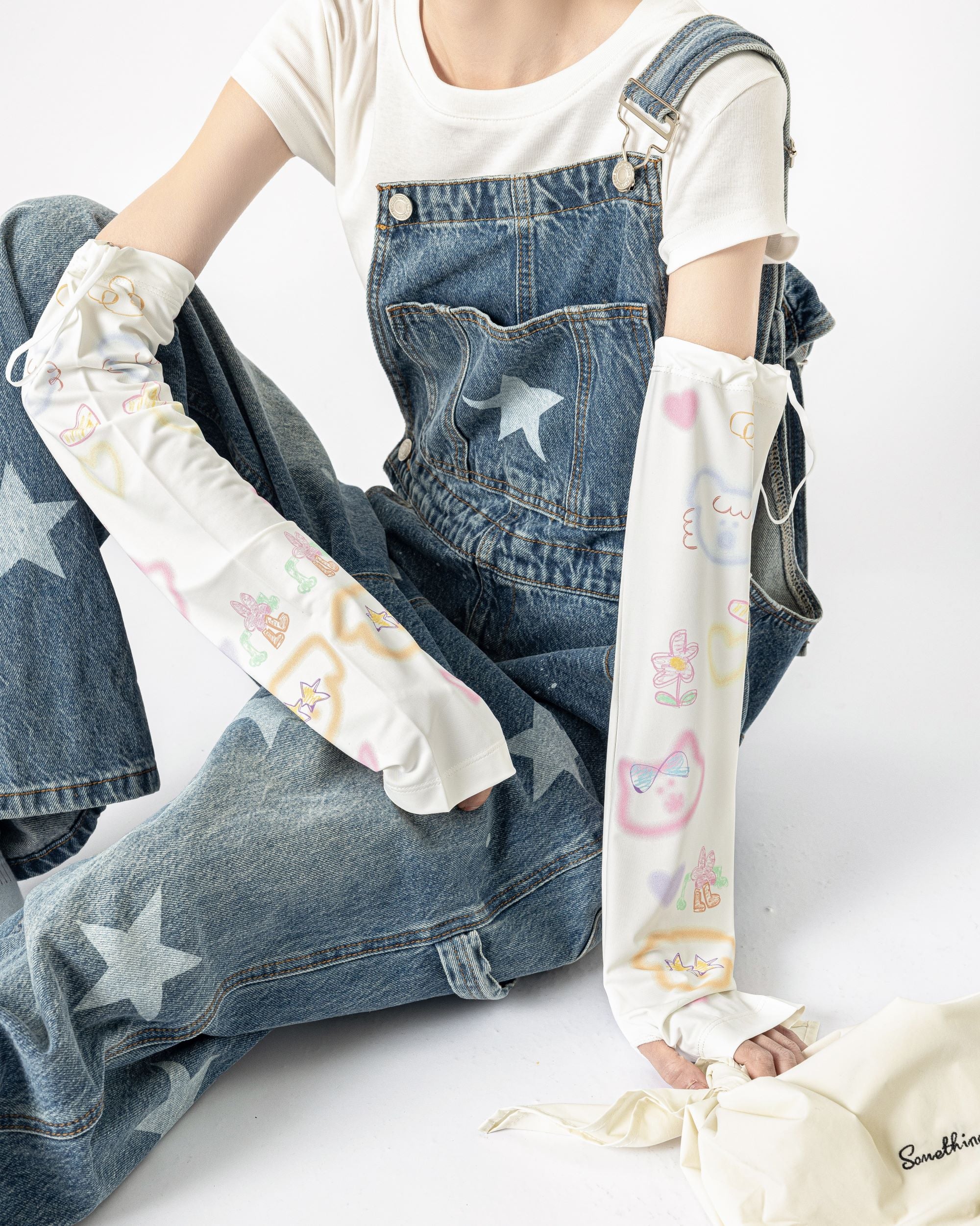 Womens Cooling Arm Sleeves Rainbow Bear Heart Pattern Cooling Sun Protection Comfortable