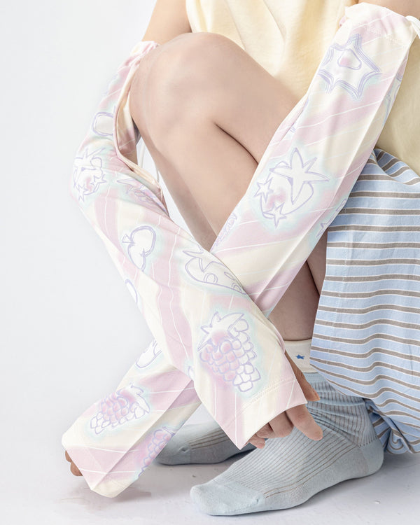 Womens Cooling Arm Sleeves Rainbow Fruit Star Stripe Cooling Sun Protection Comfortable - SWEET NANA
