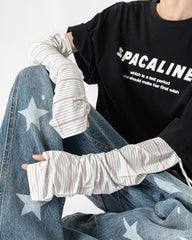 Womens Cooling Arm Sleeves Striped Puppy Cute Print Cooling Sun Protection Breathable