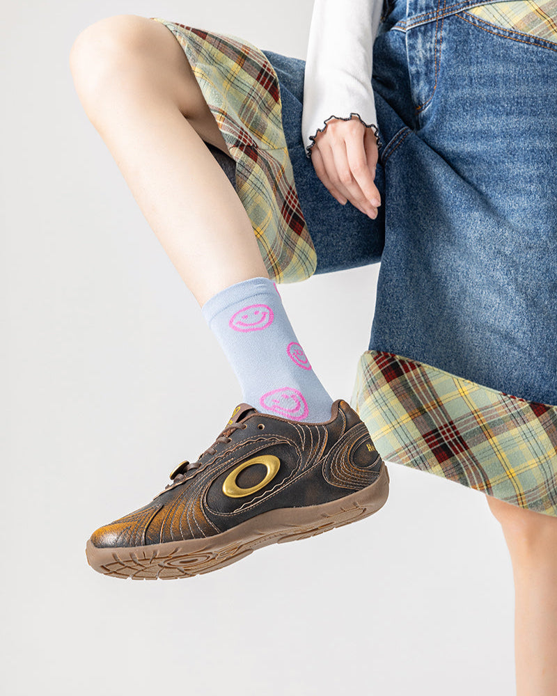 3-Pack Keep Smiling Women Cotton Crew Socks Cute Casual - SWEET NANA