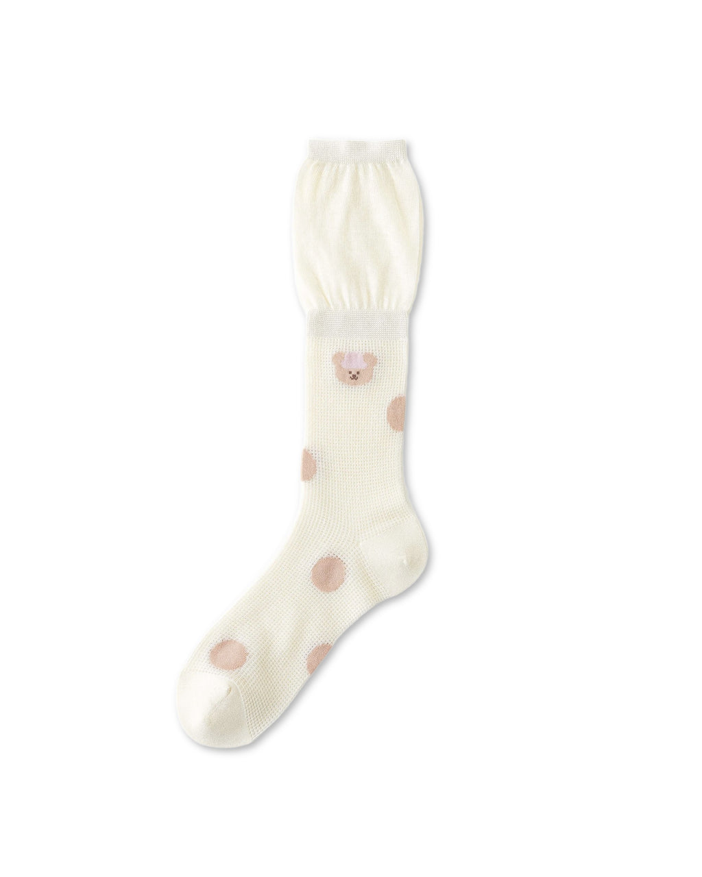 Womens Crew Socks Big Polka Bear Stack Mesh Cute Sheer Socks - SWEET NANA
