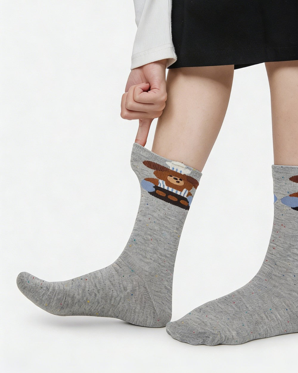 Womens Crew Socks Cartoon Dot Yarn Animal Pattern Cute Socks Secondary image