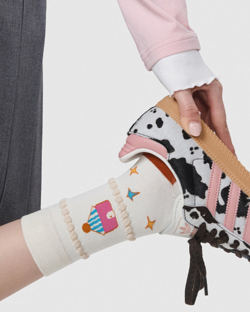 Womens Crew Socks Cartoon Dot Yarn Cute Pattern Playful Socks