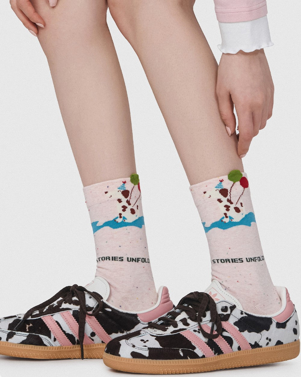 Womens Crew Socks Cartoon Dot Yarn Cute Pattern Playful Socks - SWEET NANA