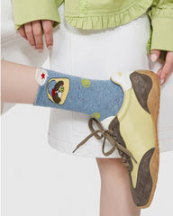Womens Crew Socks Cartoon Dot Yarn Cute Pattern Playful Socks