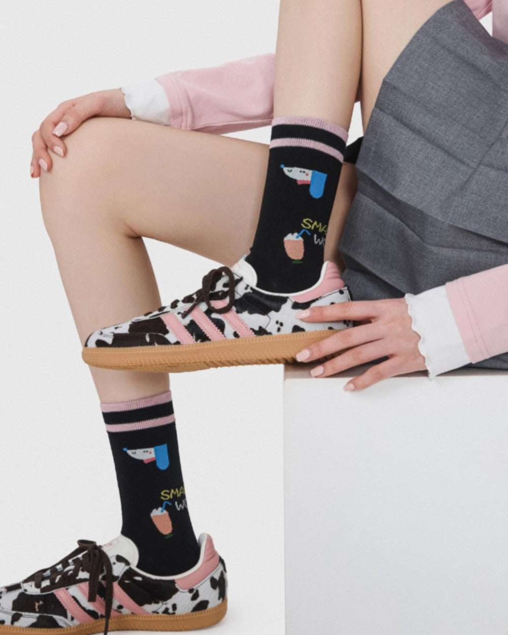 Womens Crew Socks Cartoon Dot Yarn Cute Pattern Playful Socks - SWEET NANA