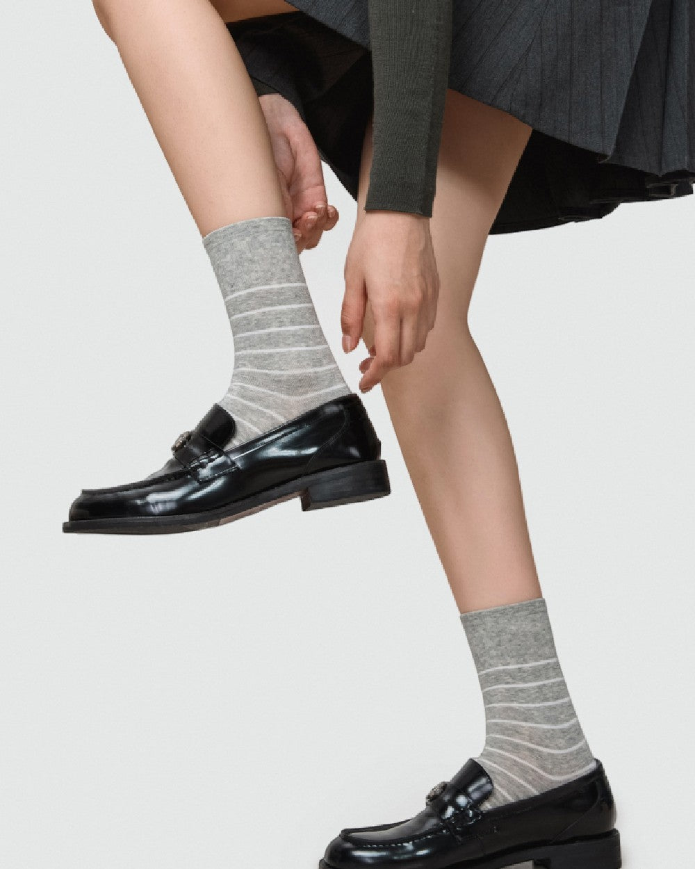 Womens Crew Socks Classic Stripe Ribbed Simple Casual Socks - SWEET NANA Main image