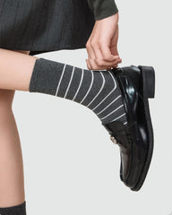 Womens Crew Socks Classic Stripe Ribbed Simple Casual Socks