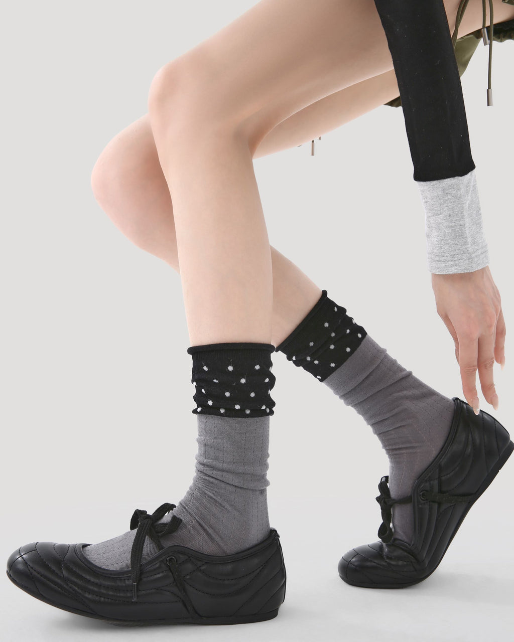 Womens Crew Socks Color Block Polka Dot Slouchy Everyday Combed Cotton