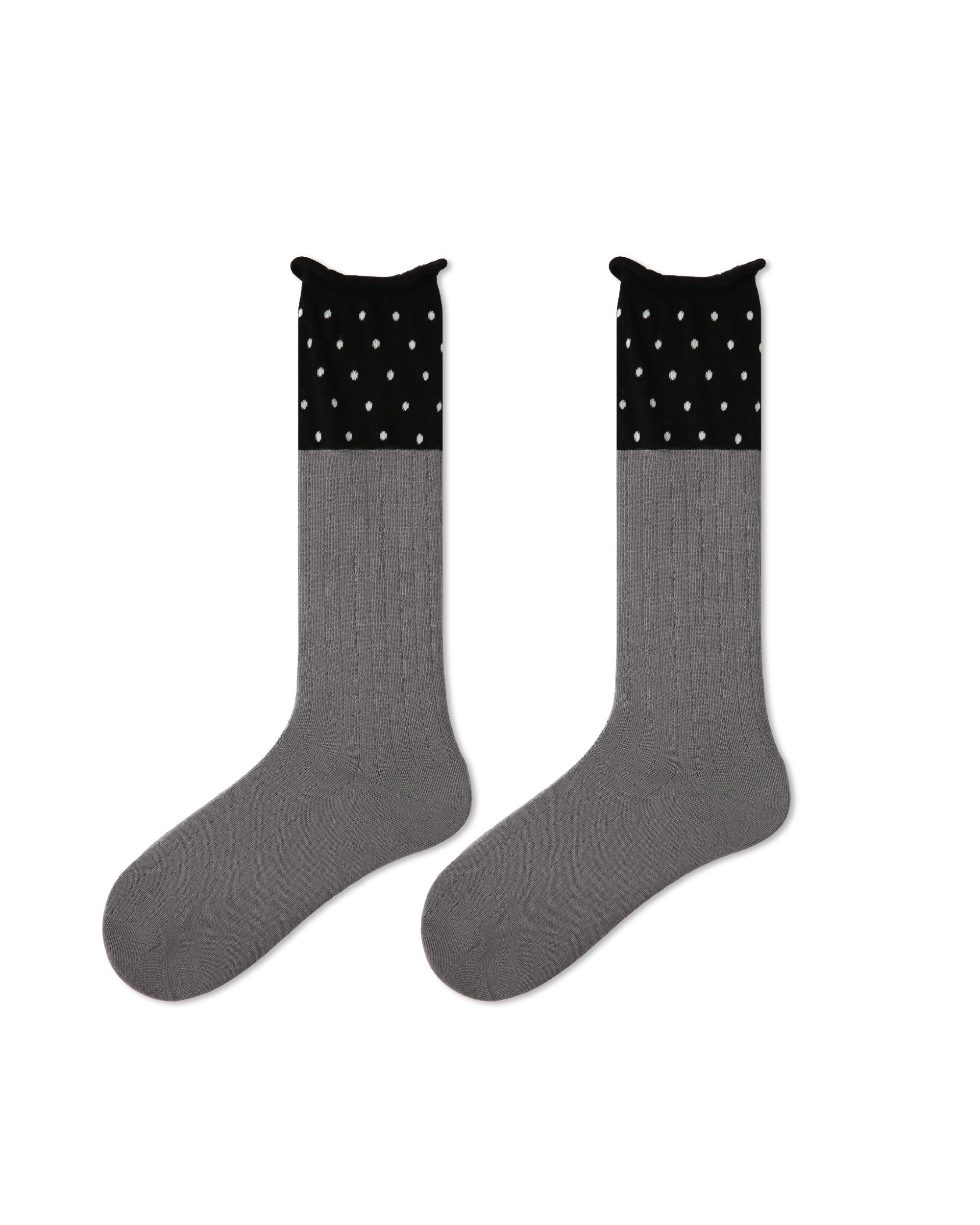 Womens Crew Socks Color Block Polka Dot Slouchy Everyday Combed Cotton