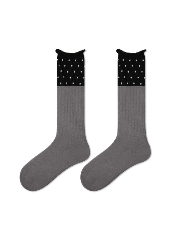 Womens Crew Socks Color Block Polka Dot Slouchy Everyday Combed Cotton