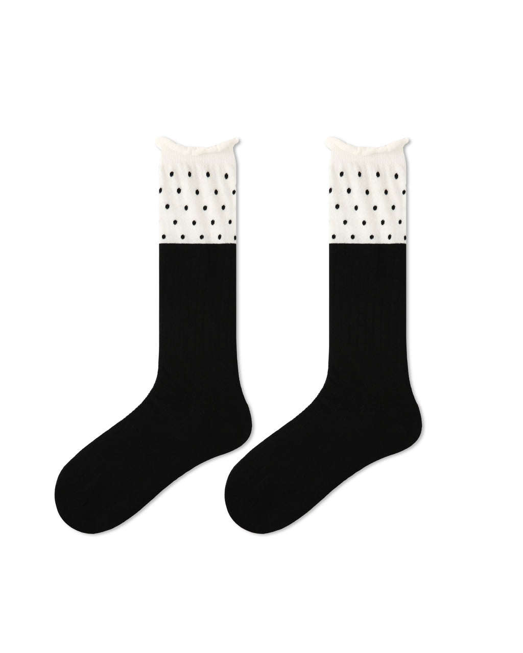 Womens Crew Socks Color Block Polka Dot Slouchy Everyday Combed Cotton
