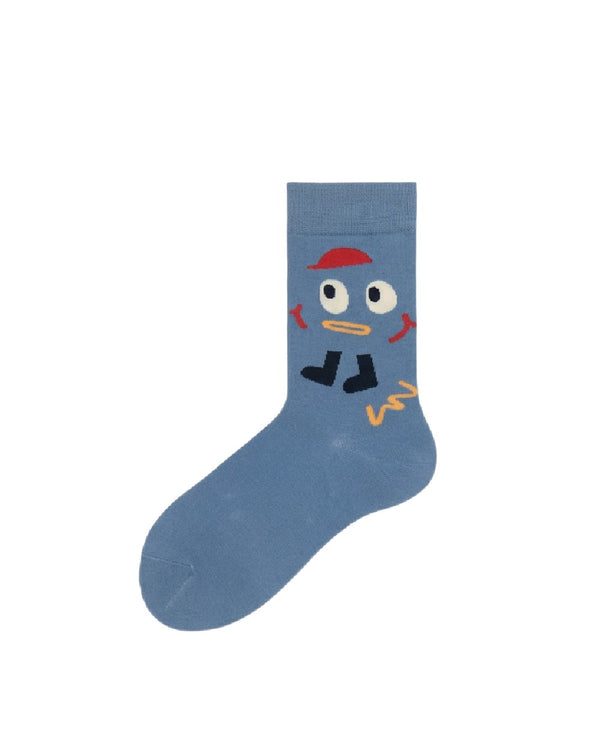 Womens Crew Socks Cute Cartoon Face Pattern Fun Casual Socks - SWEET NANA