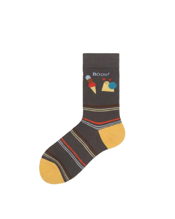 Womens Crew Socks Cute Cartoon Face Pattern Fun Casual Socks - SWEET NANA