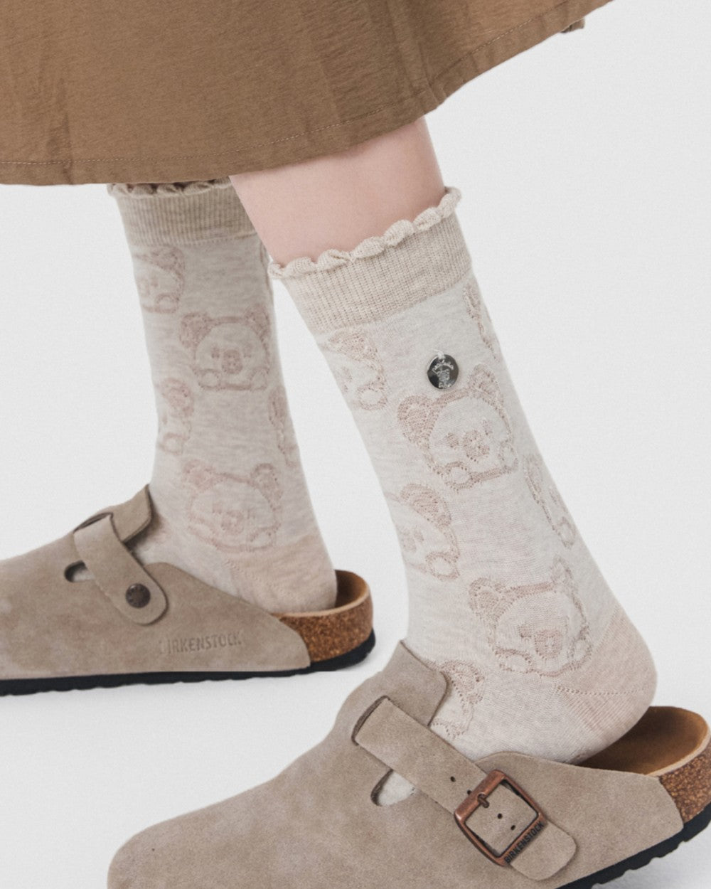 Womens Crew Socks Lace Edge Mesh Pendant Animal Pattern Cute Socks Secondary image