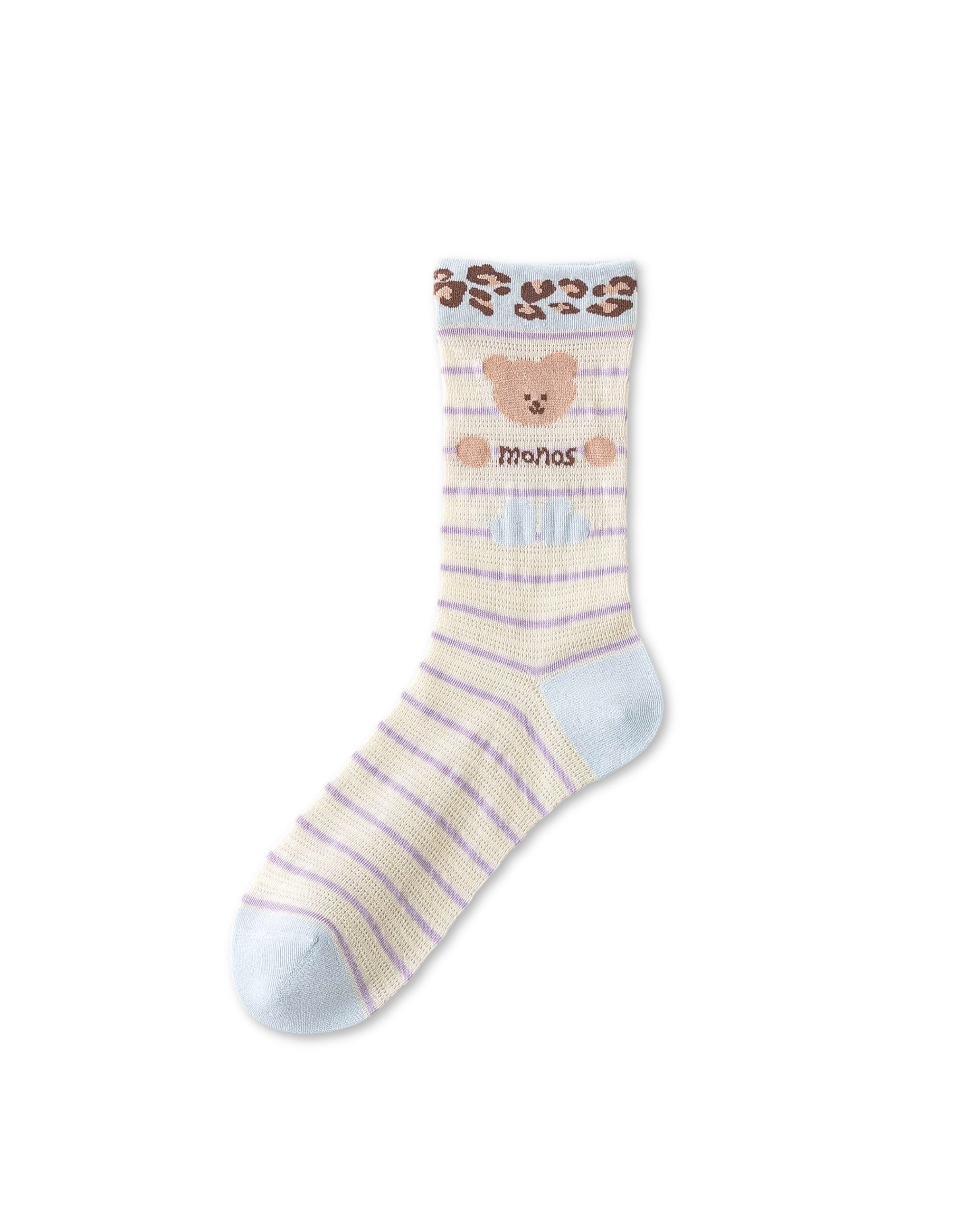 Womens Crew Socks Leopard Bear Mesh Cute Pattern Breathable Socks