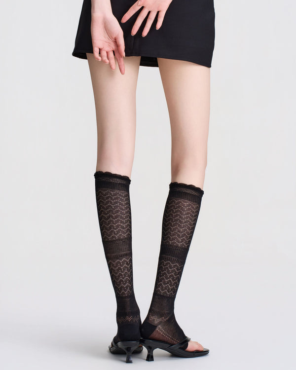 Womens Crew Socks Lyocell Mulberry Silk Large Mesh Lace Breathable Slouchy