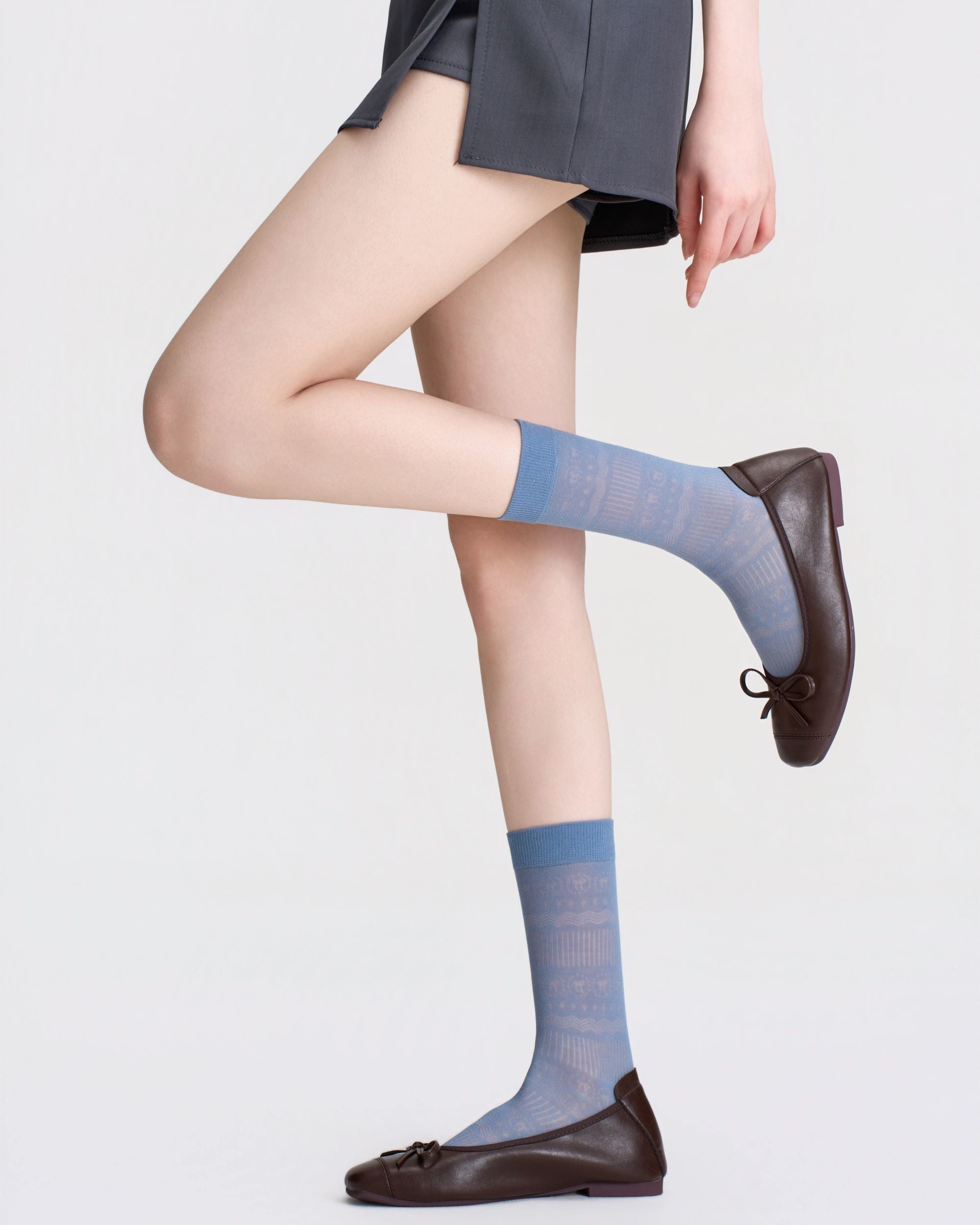 Womens Crew Socks Lyocell Mulberry Silk Mesh Breathable Slouchy Versatile