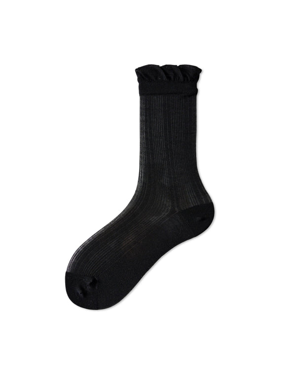Womens Crew Socks Lyocell Mulberry Silk Sheer Vertical Stripe Breathable