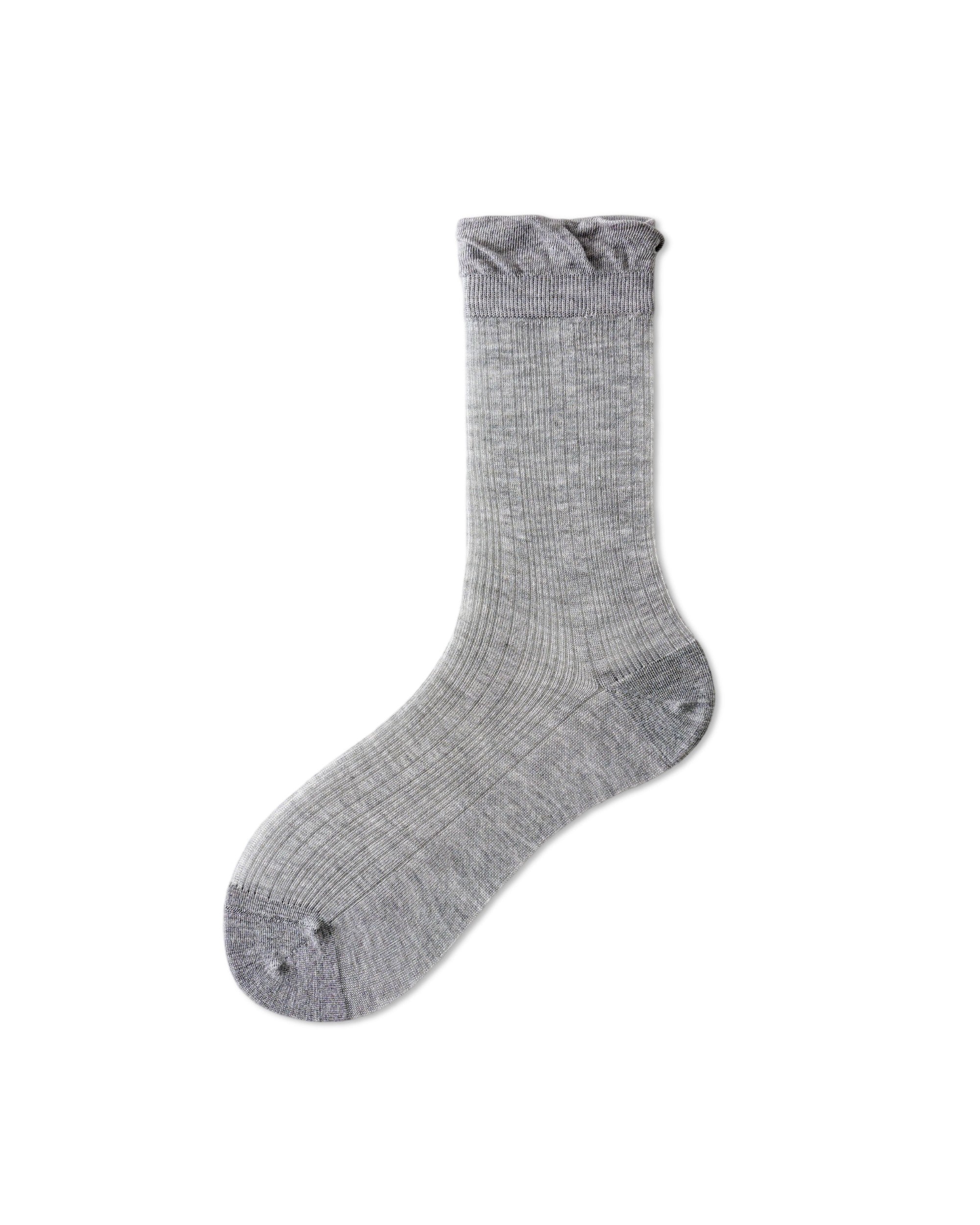Womens Crew Socks Lyocell Mulberry Silk Sheer Vertical Stripe Breathable