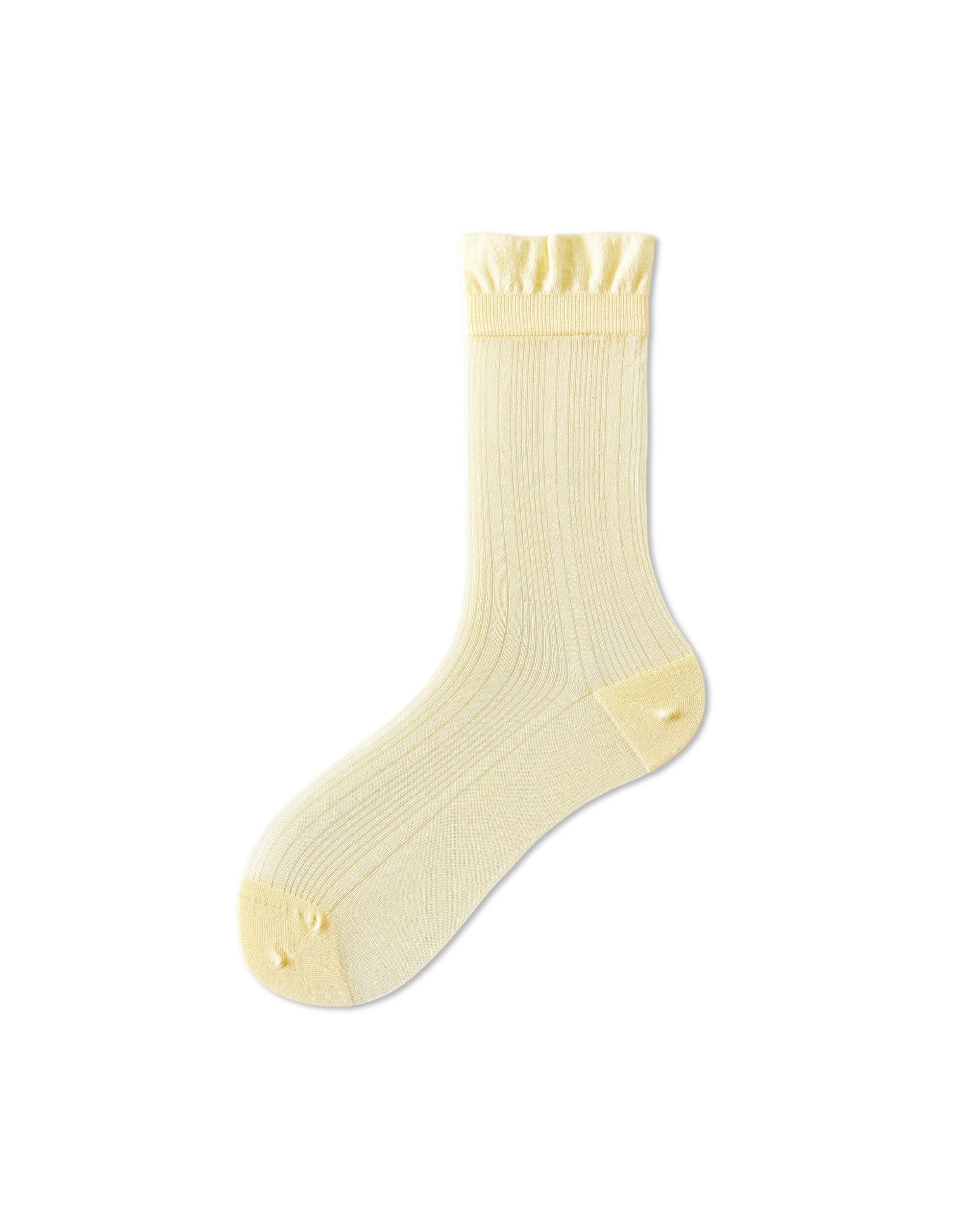 Womens Crew Socks Lyocell Mulberry Silk Sheer Vertical Stripe Breathable