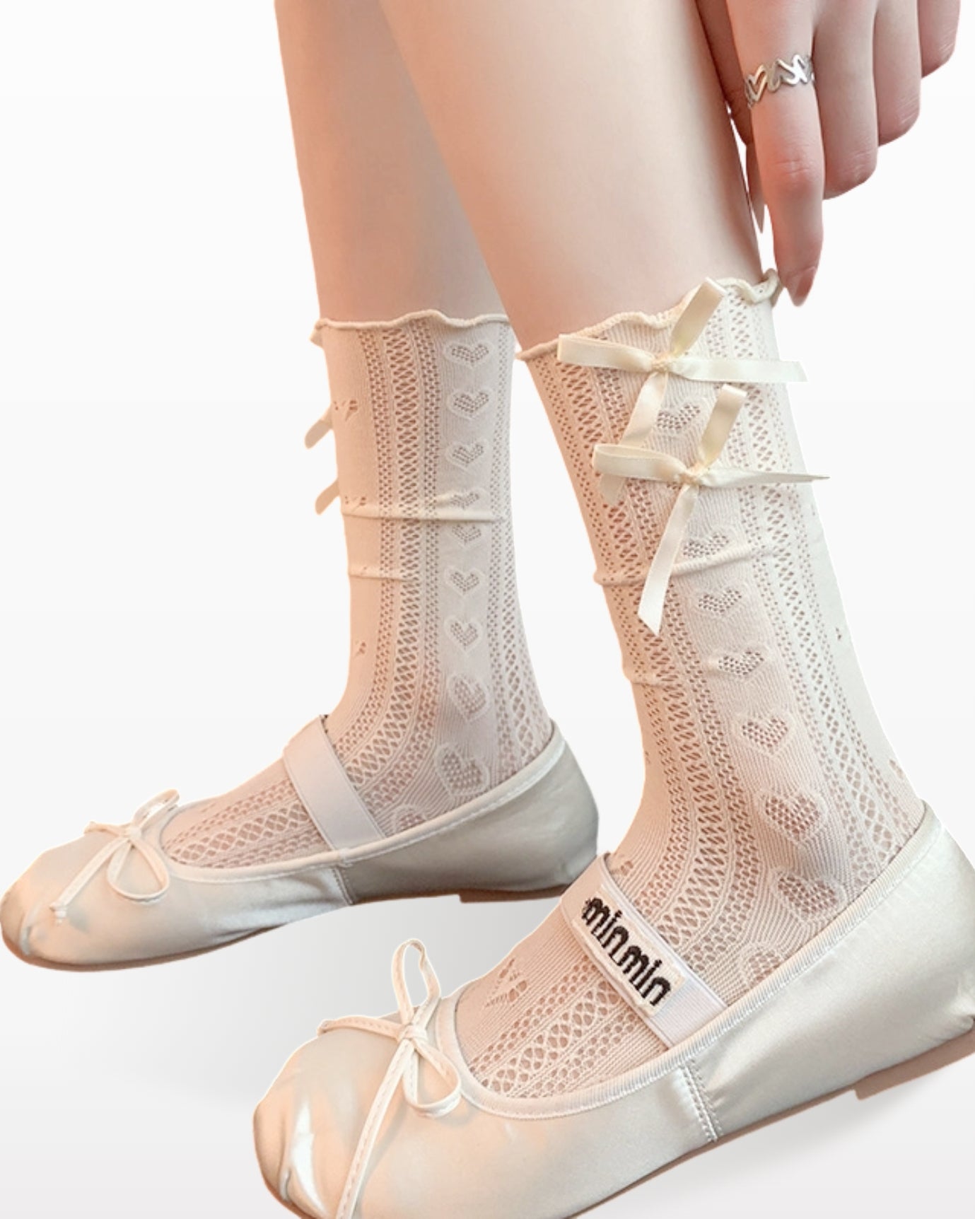 Womens Crew Socks Mesh Pattern Cooling Comfortable Fashion Styling Secondary image