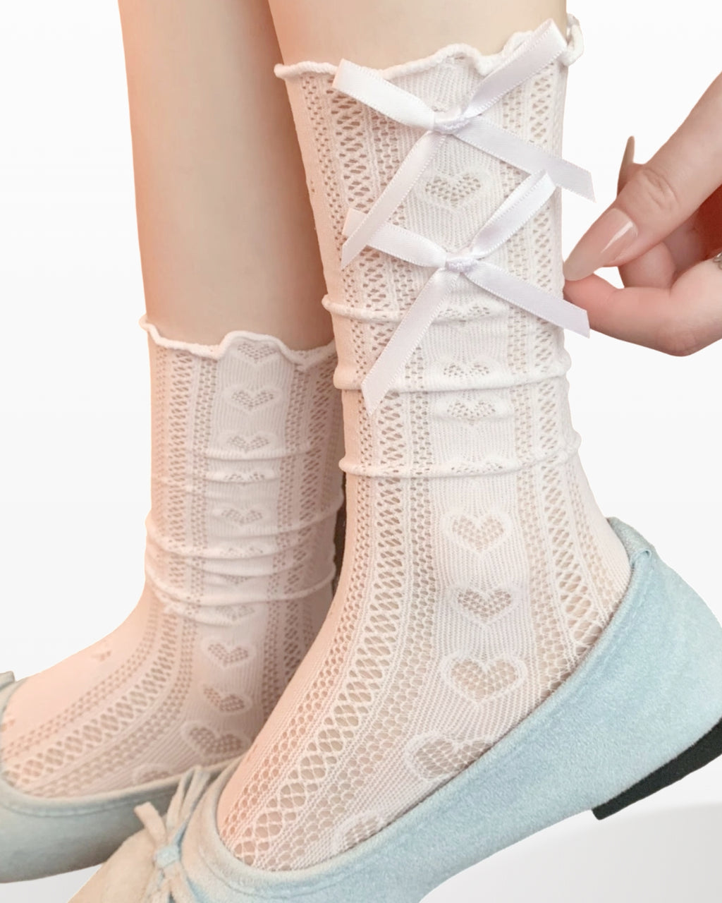 Womens Crew Socks Mesh Pattern Cooling Comfortable Fashion Styling - SWEET NANA