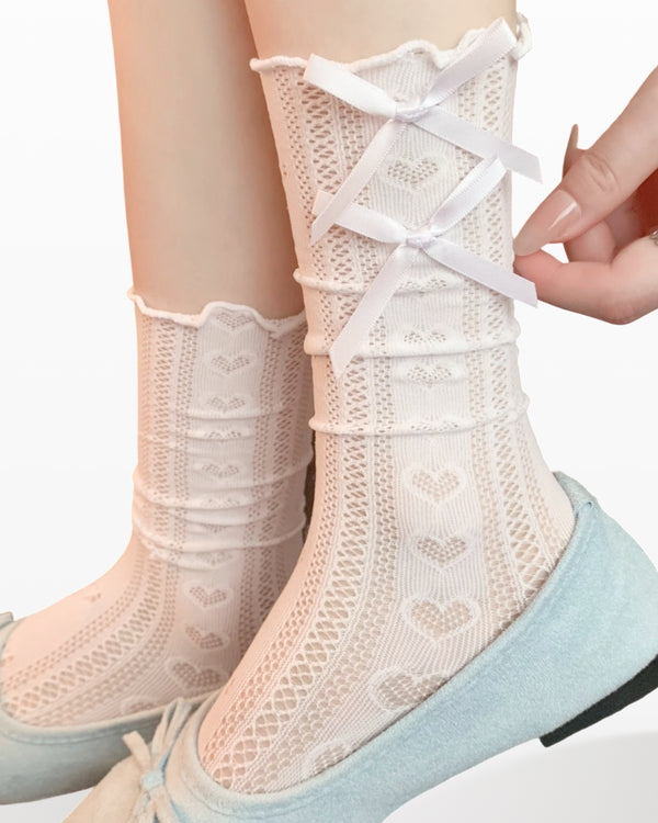Womens Crew Socks Mesh Pattern Cooling Comfortable Fashion Styling - SWEET NANA
