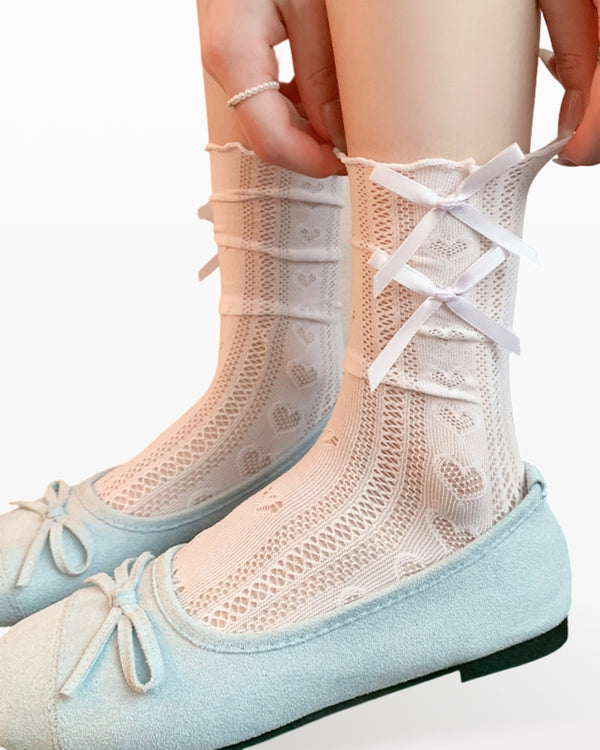 Womens Crew Socks Mesh Pattern Cooling Comfortable Fashion Styling - SWEET NANA